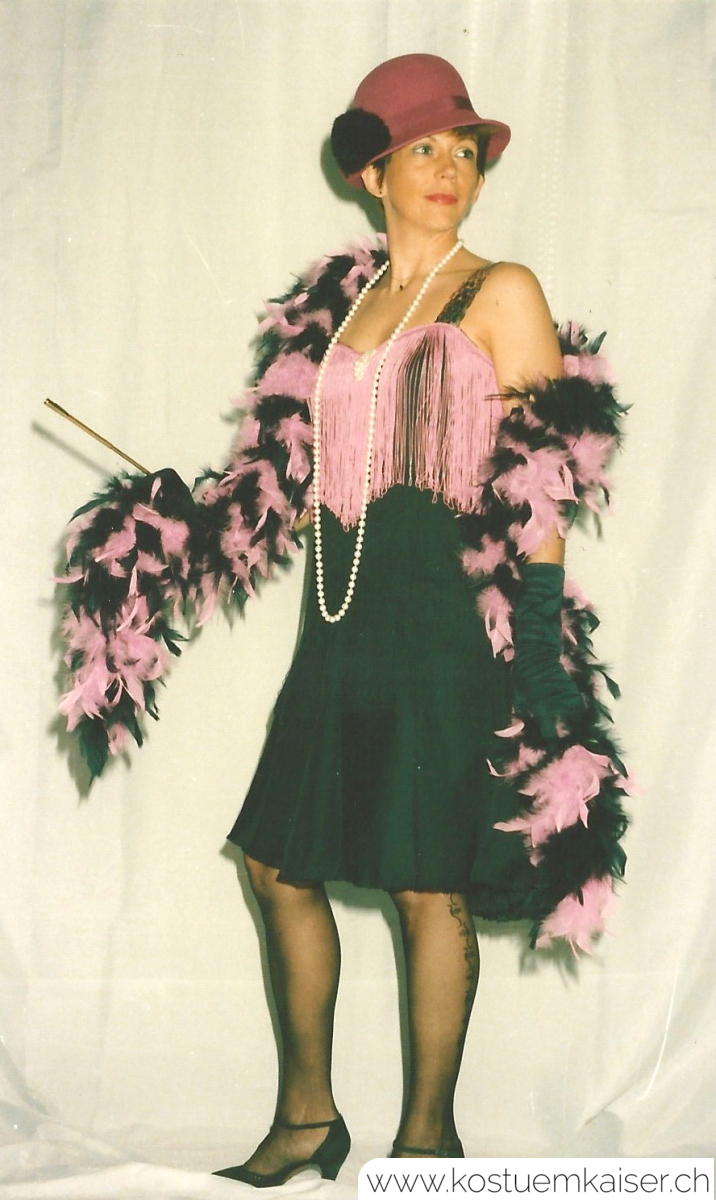 Charleston Kleid schwarz-pink