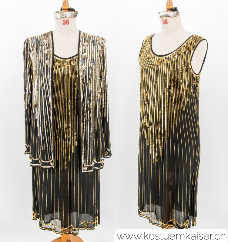20er Jahre Abendkleid schwarz-gold