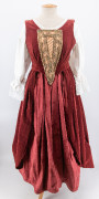 Red Baroque Dress with Set-In Sleeves