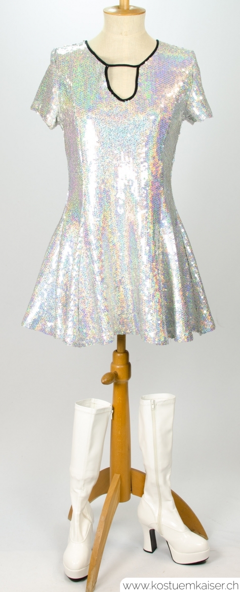 60er Jahre Kleid silber