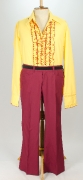 70er Jahre Hemd mit Schlaghosen rot/gelb